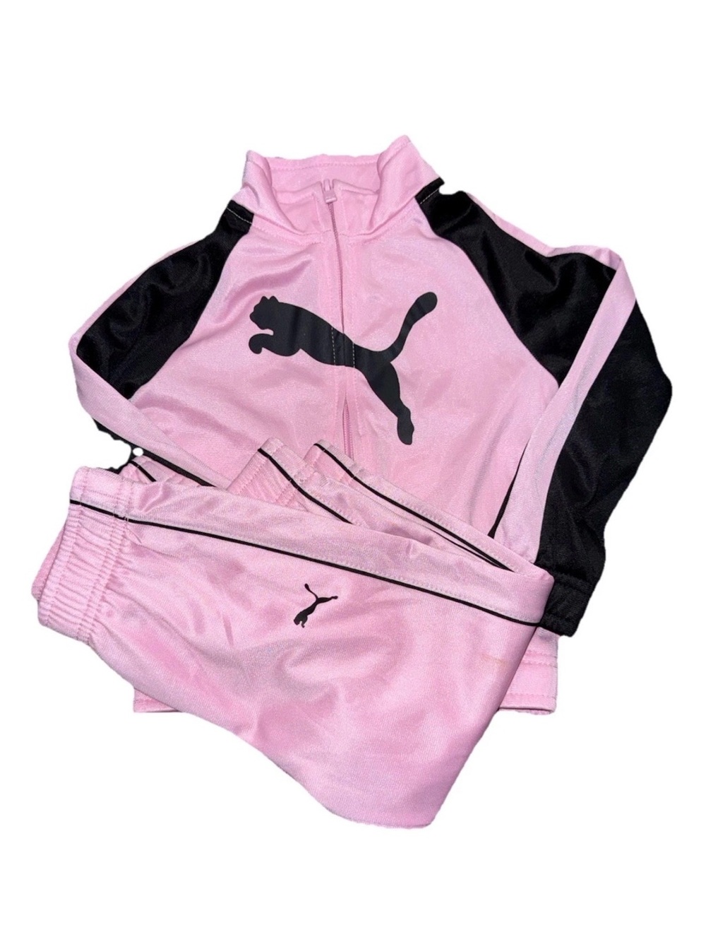 Puma Pink and Black Kids Track Set with Puma Logo